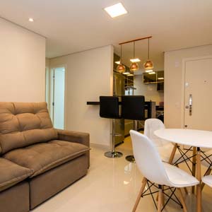 Decoração de sala pequena integrada com a cozinha | Apartamento Minha Casa Minha Vida | Tenda.com