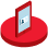Ícone de um tablet vermelho e azul | Tenda.com