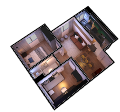 Planta 3D do Mistral | Apartamento Minha Casa Minha Vida | Tenda.com