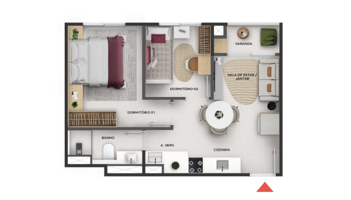 Planta baixa do Estação Bordignon Apartamento Minha Casa Minha Vida | Tenda.com