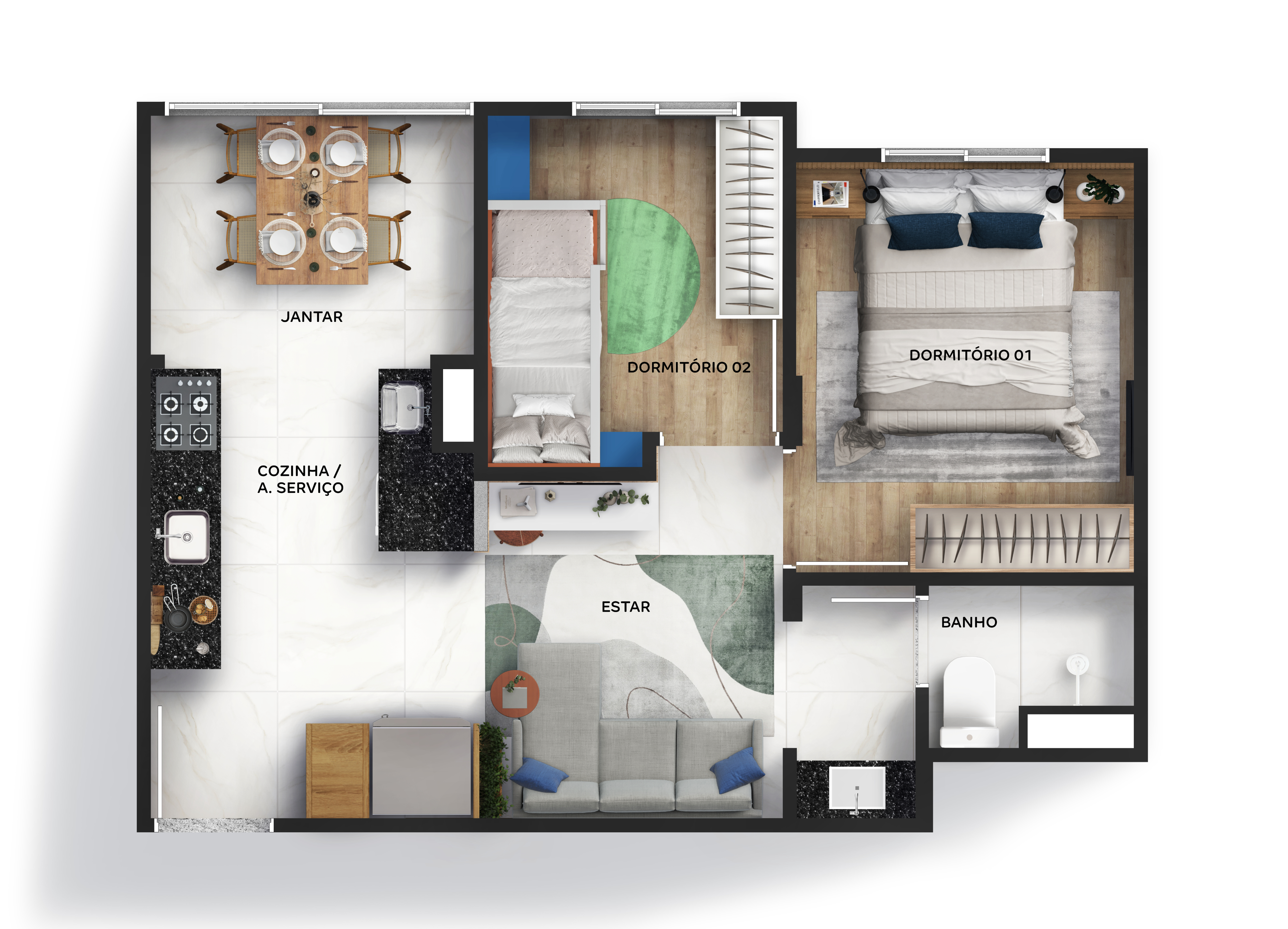 Planta baixa do Residencial Vista da Mangueira Apartamento Minha Casa Minha Vida | Tenda.com