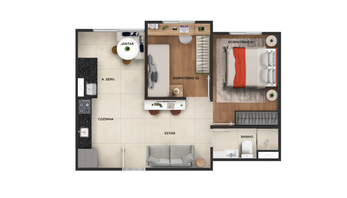 Planta baixa do Portal das Quaresmeiras Apartamento Minha Casa Minha Vida | Tenda.com