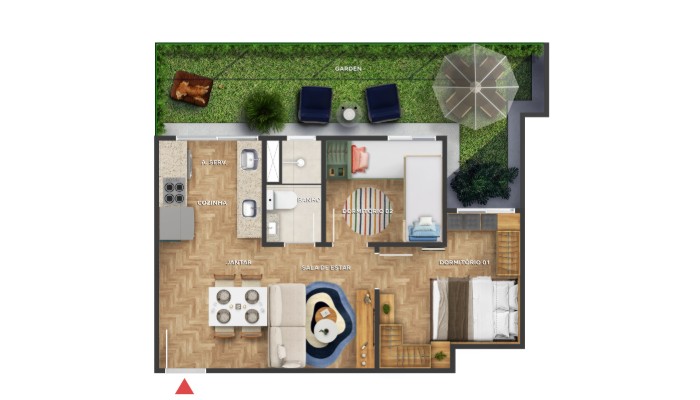 Planta baixa do Parque Hortênsia Apartamento Minha Casa Minha Vida | Tenda.com