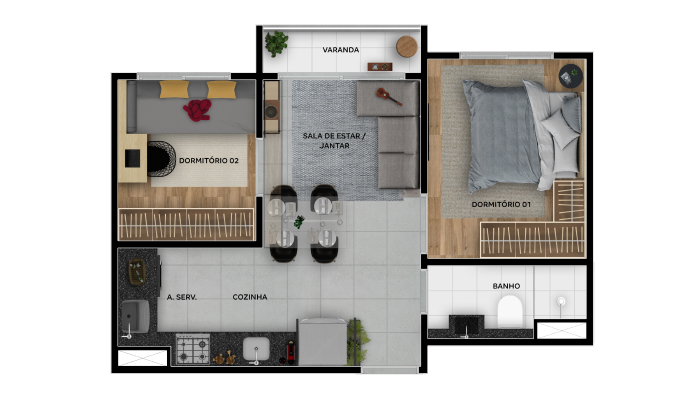 Planta baixa do Max Vila Sônia Apartamento Minha Casa Minha Vida | Tenda.com