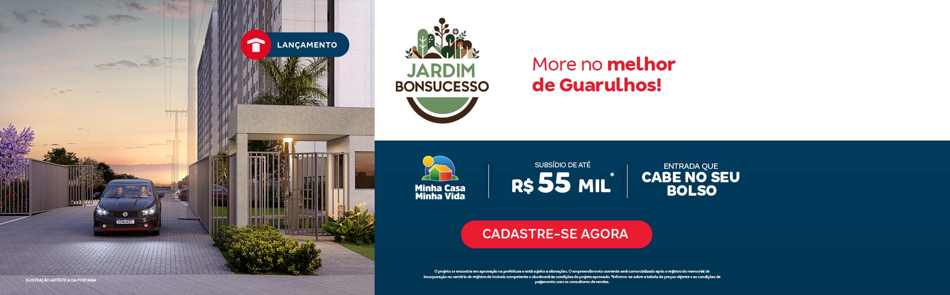 More no lançamento da Construtora Tenda: Jardim Bonsucesso. São apartamentos de 2 quartos, no bairro Vila Nova Bonsucesso, SP.