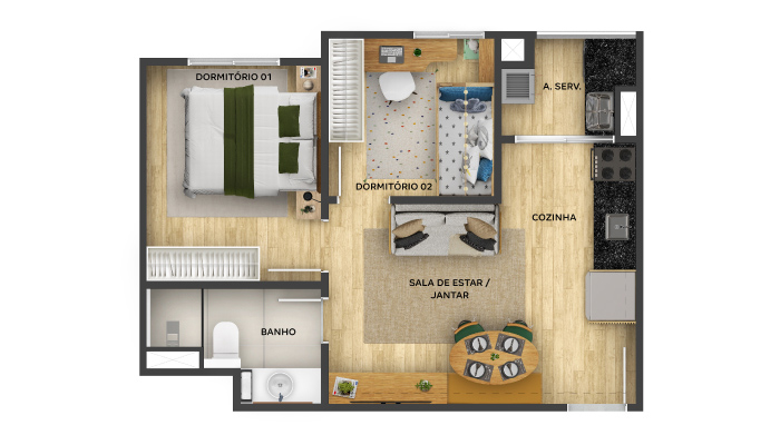 Planta baixa do Alto da Colina Apartamento Minha Casa Minha Vida | Tenda.com