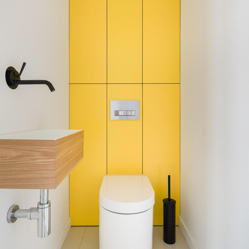 Banheiros amarelos são vibrantes | Blog da Tenda