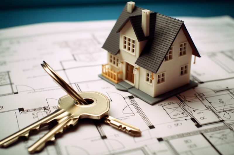 Estude a localização | Foto de uma casinha sobre uma planta de imóvel, ao lado de uma chave | Trilha da Conquista | Blog da Tenda 