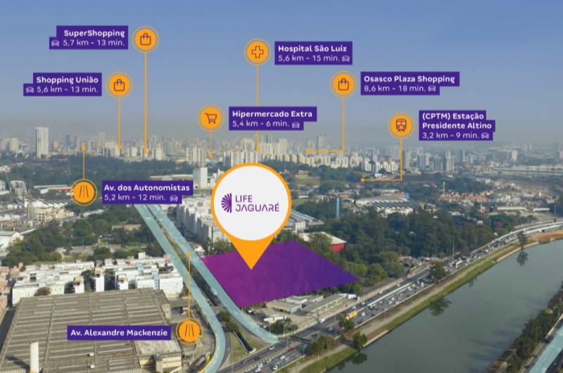 Apartamentos da Tenda em Jaguaré | Mapa da localização do Life Jaguaré | Trilha da Conquista | Blog da Tenda