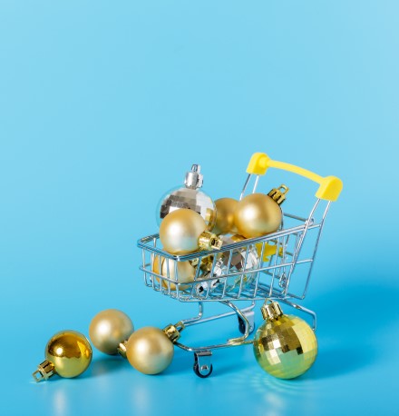 Nome negativado | Foto de uma miniatura de carrinho de compras com enfeites de Natal | Como limpar o seu nome | Eu Dou Conta