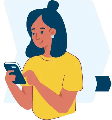 Imagem de uma mulher conversando pelo WhatsApp | Simulador de Financiamento Tenda | Tenda.com