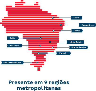 Mapa do Brasil vermelho e azul | Apartamentos à venda em Campinas | Tenda.com